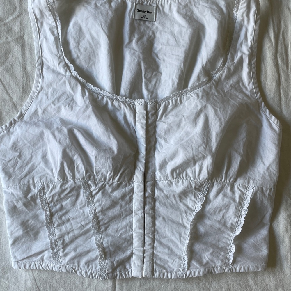 Aritzia Sunday Best White Fitted Crop Tank Top